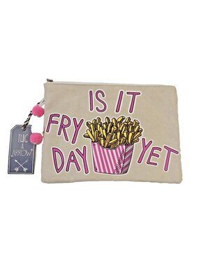 Twig & Arrow Zip Pouch 'Is It Fry Day Yet' Canvas Zip Top